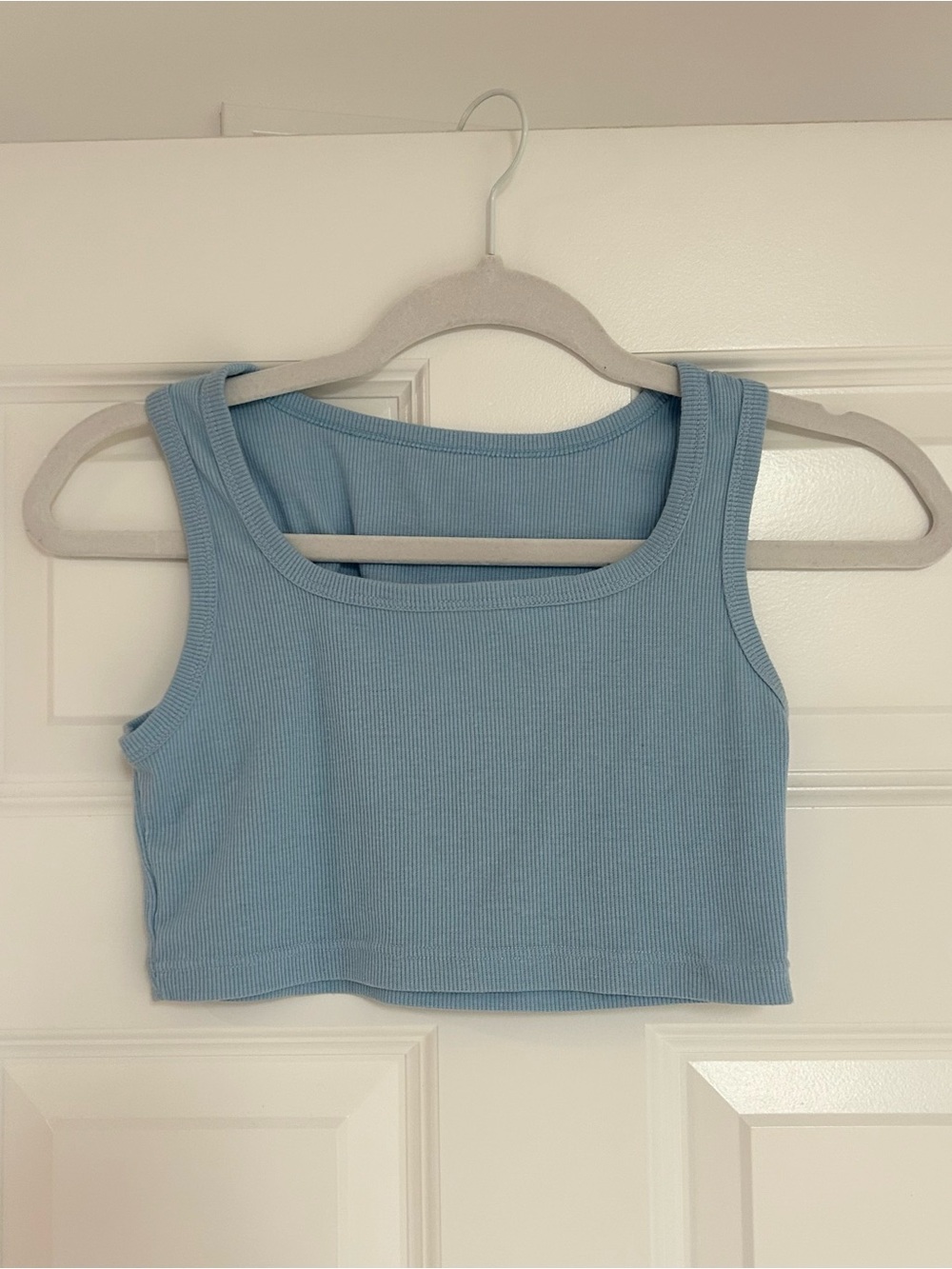 Ribbed Square-Neck Super Cropped Tank Top